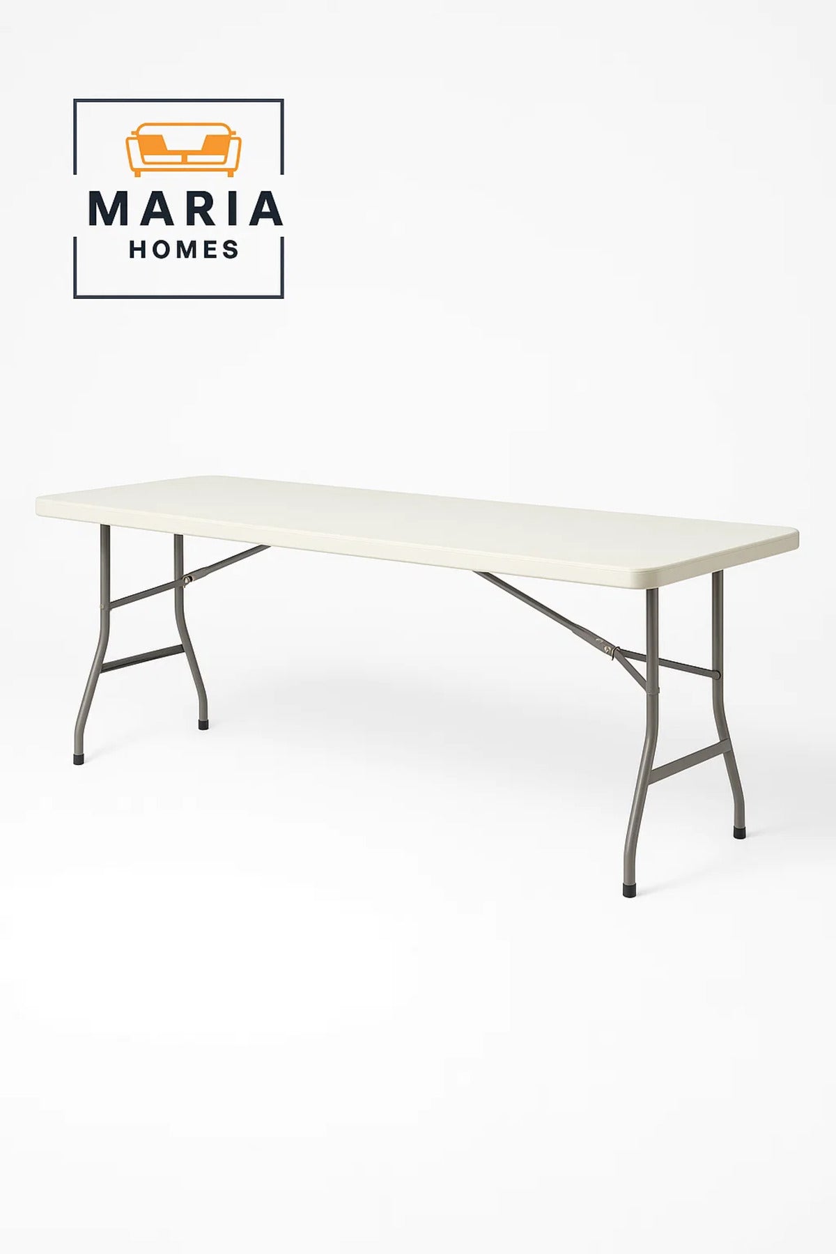 Rectangular Folding Table Ð White Plastic Top with Steel Legs-size 181.5*77*5.5CM