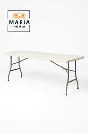 Rectangular Folding Table Ð White Plastic Top with Steel Legs-size 181.5*77*5.5CM