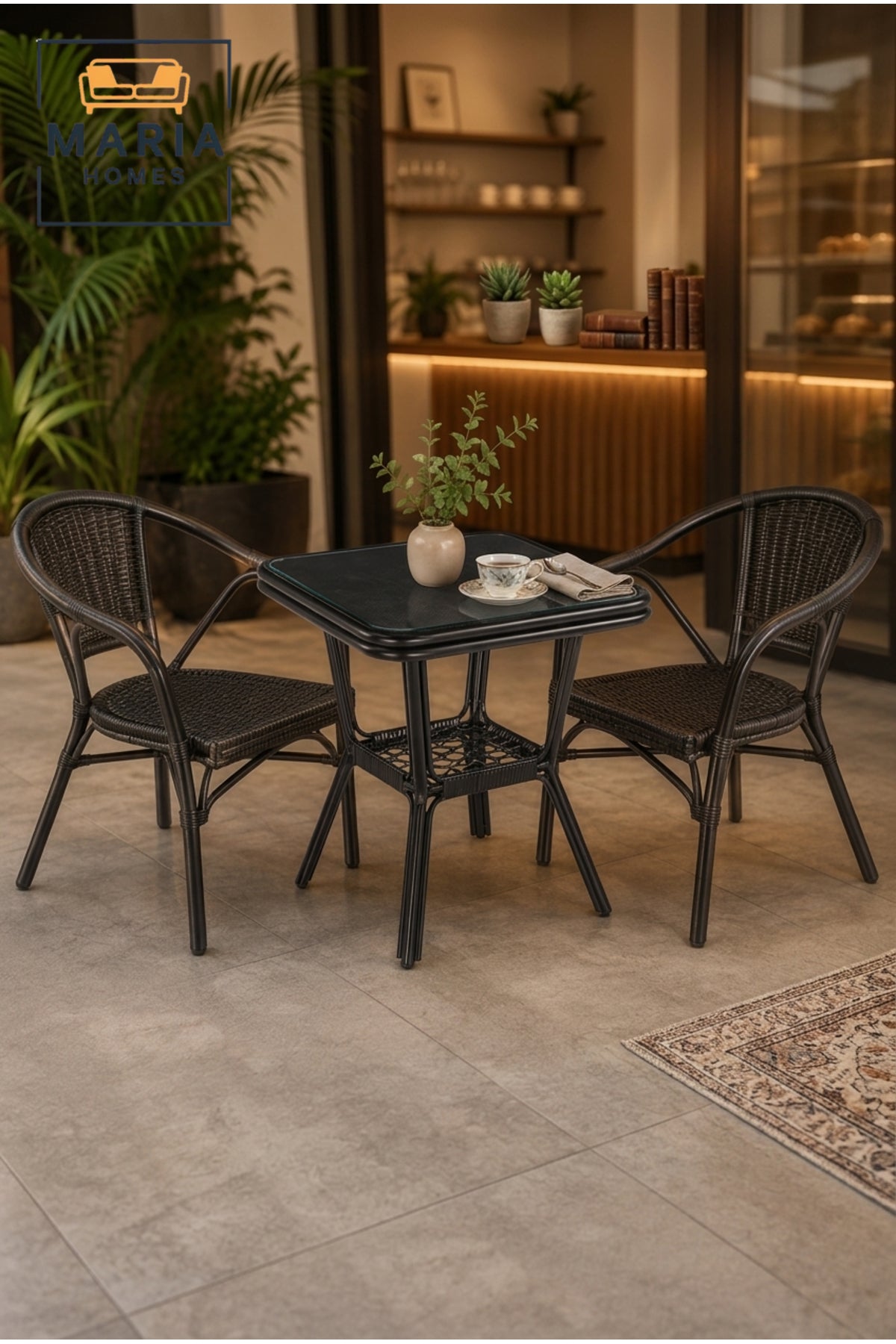 Modern Square CafŽ Table Bistro Table Outdoor Dining Table Rattan Patio Table Black