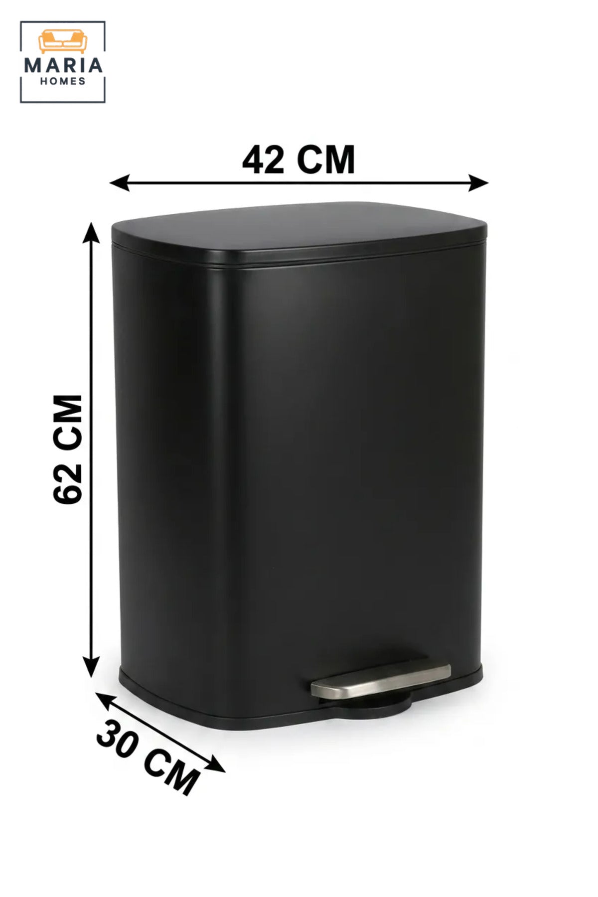 Rectangular Pedal Trash Bin with Lid, Slim Hands-Free Waste Container for Kitchen, Bathroom, Bedroom, Office, Hotel and Commercial Use