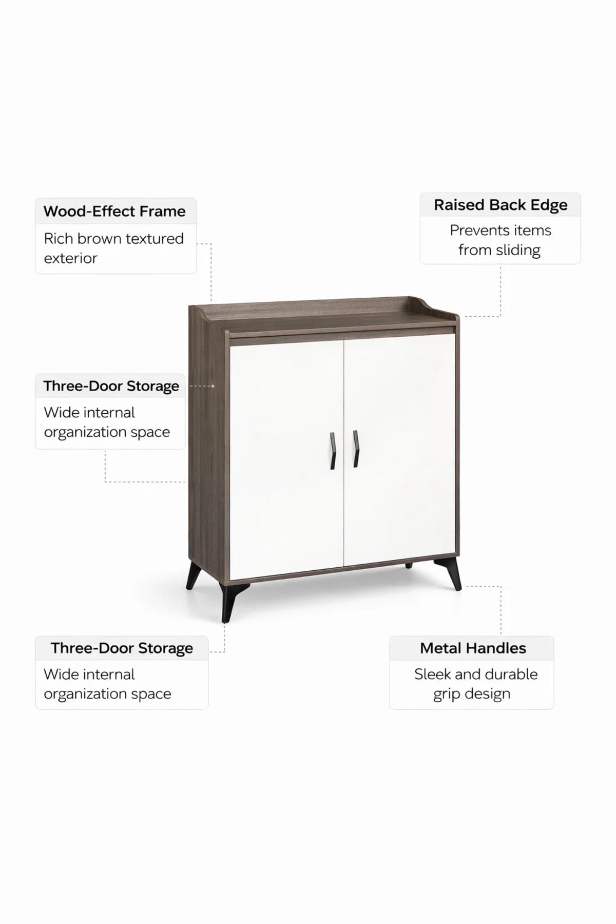 Modern Brown and White Shoe Cabinet Two Door Storage Organizer for Entryway Hallway 80x35x95cm