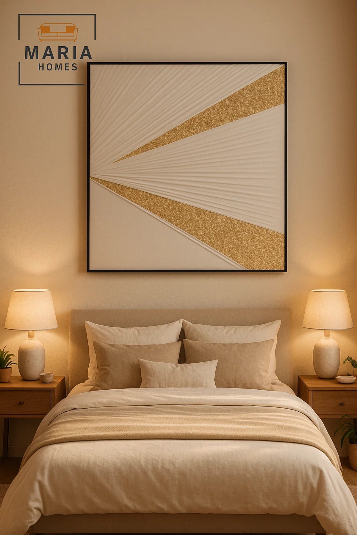 White and Gold Abstract Folded Wall Art Modern Luxury Textured Decor for Living Room 100*100CM
