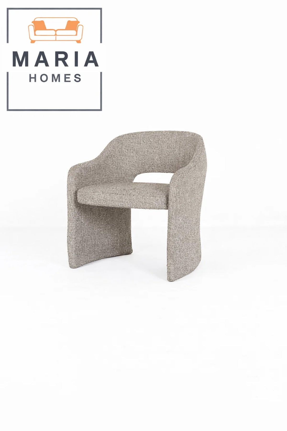 Beige Dining Chair Ð Modern Upholstered Chair with Curved Design