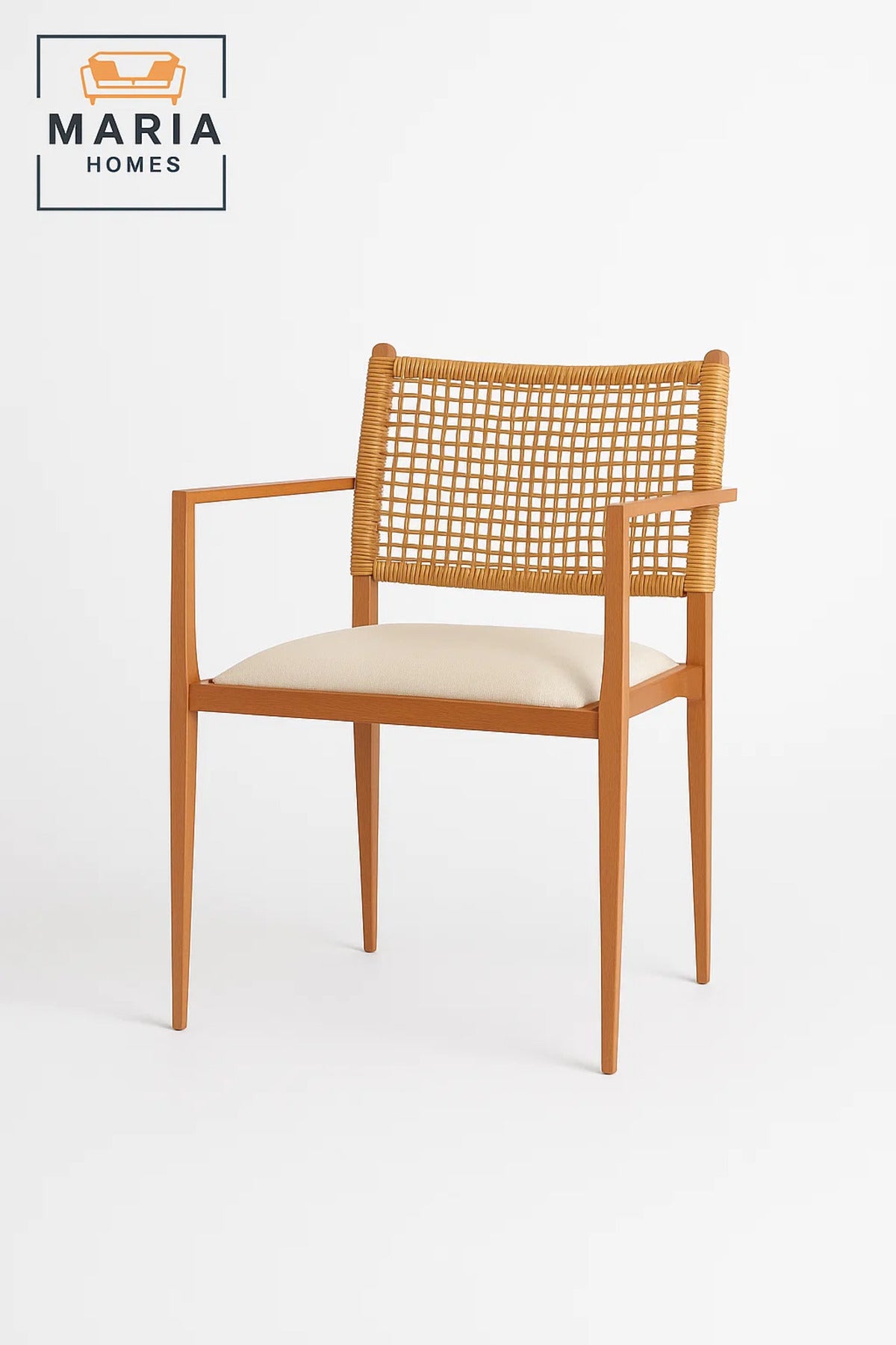 Modern Wooden Woven Chair Ð Rattan Dining Chair with Cushion for Home and CafŽ