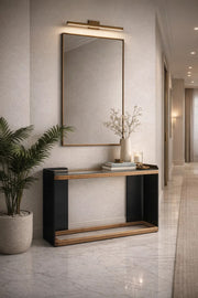 Contemporary Wood and Glass Console Table for Hallway Living Room Entryway Decor Furniture 140cm