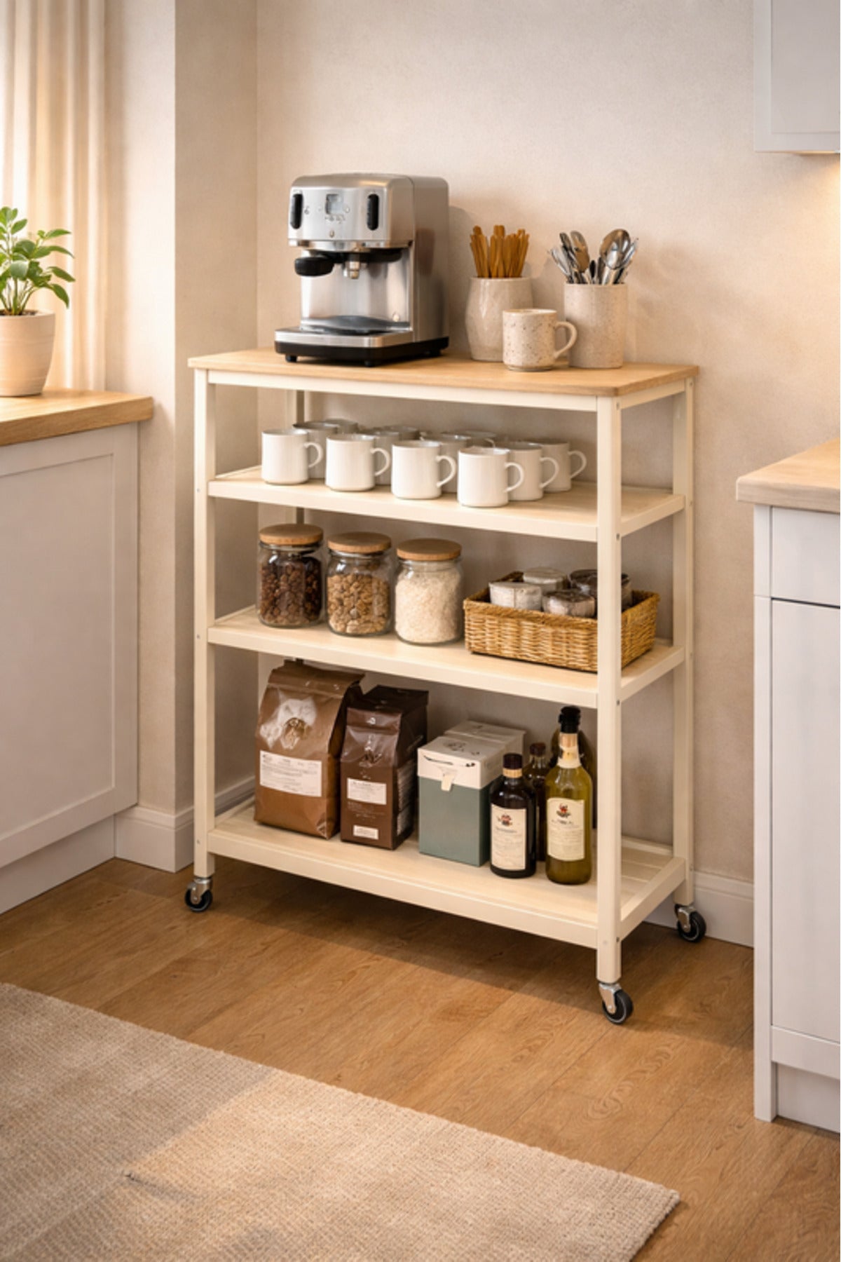 Multi-Tier Storage Shelf with Wheels 70_32_80 cm