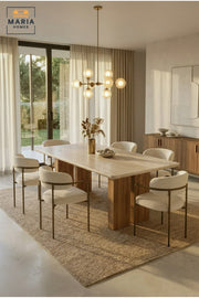 Large Rectangular Dining Table with Wooden Top and Wide Wooden Panel Legs, Modern Minimalist Table for Dining Room, Kitchen, Café and Restaurant, Table Only Without Chairs