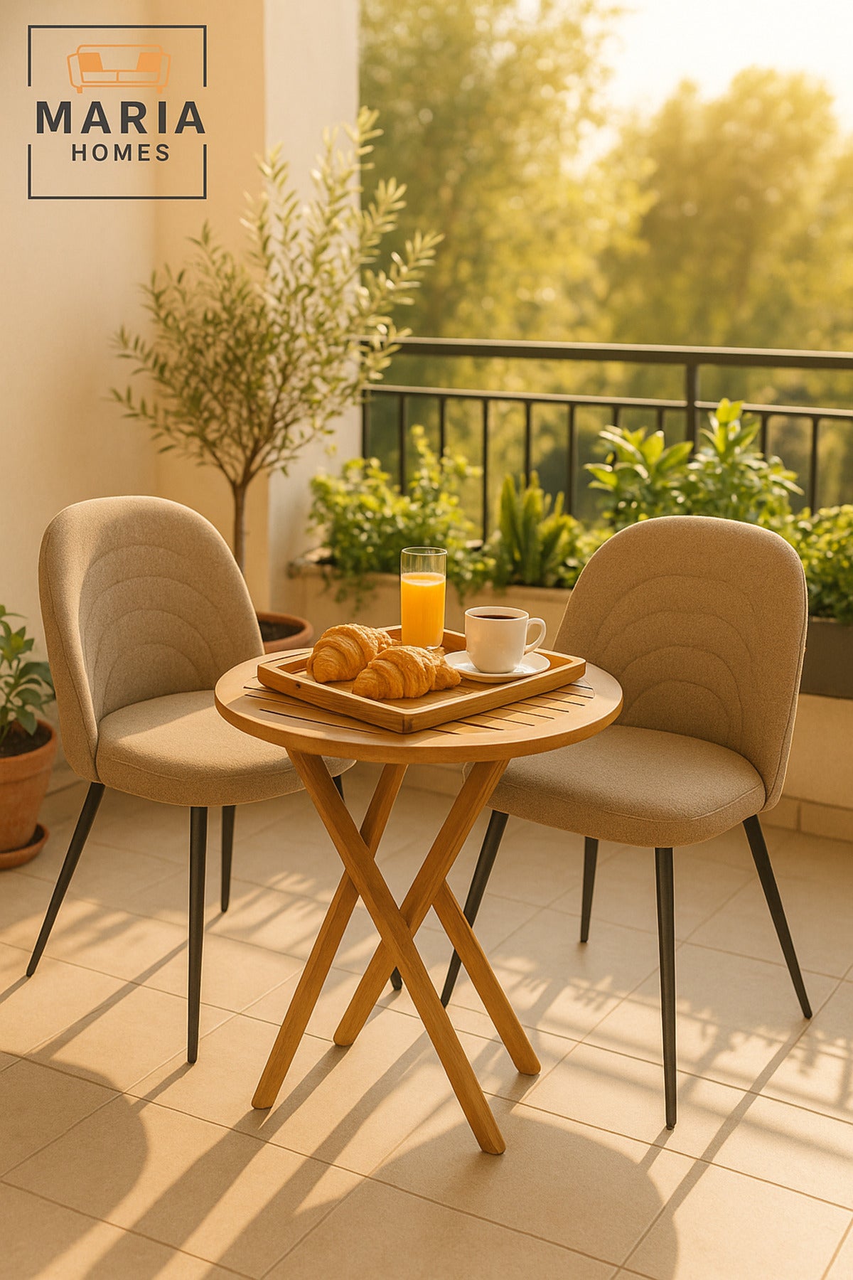 Beige Upholstered Dining Chair Ð Modern Sandy Fabric Seat with Black Metal Legs
