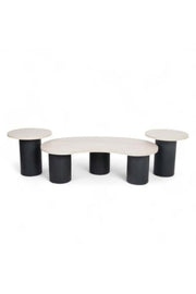 3-Piece Kidney-Shaped Coffee Table Set with Round Side Tables