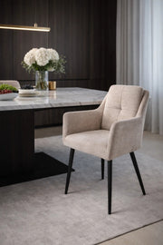 Elegant Beige Armchair with Black Legs, 86x50x44 CM elegant beige armchair Dining Room