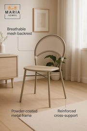 Modern Mesh Back Metal Chair Ð Taupe Frame and Round Seat Design