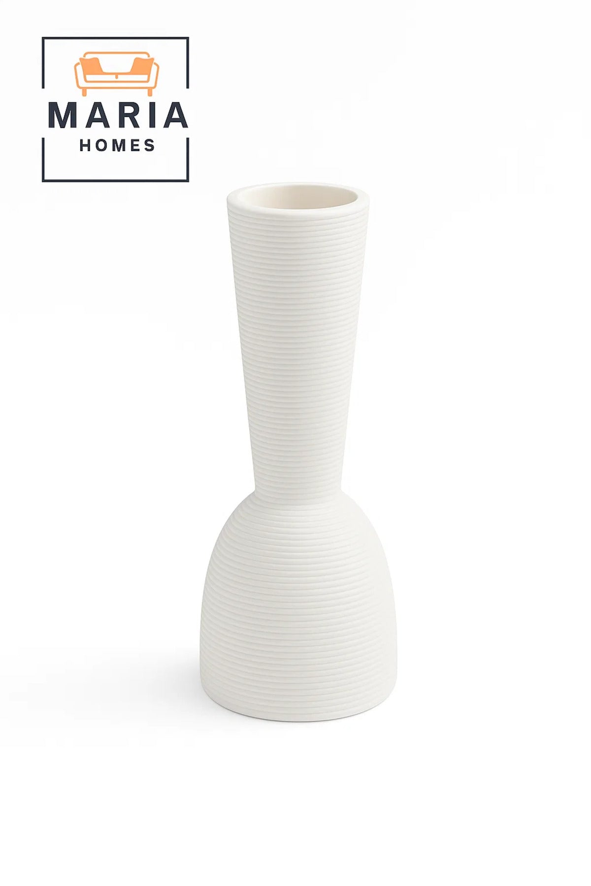 Modern White Decorative Vase Ð Sculpted Ceramic Table Vase with Textured Design