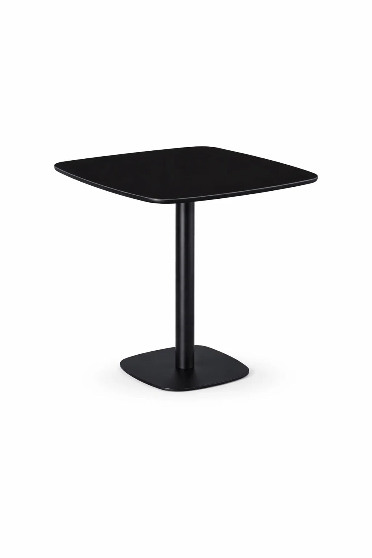 Stylish Black Square Dining Table 80x80cm Modern Bistro Cafe Desk with Sturdy Pedestal Metal Base