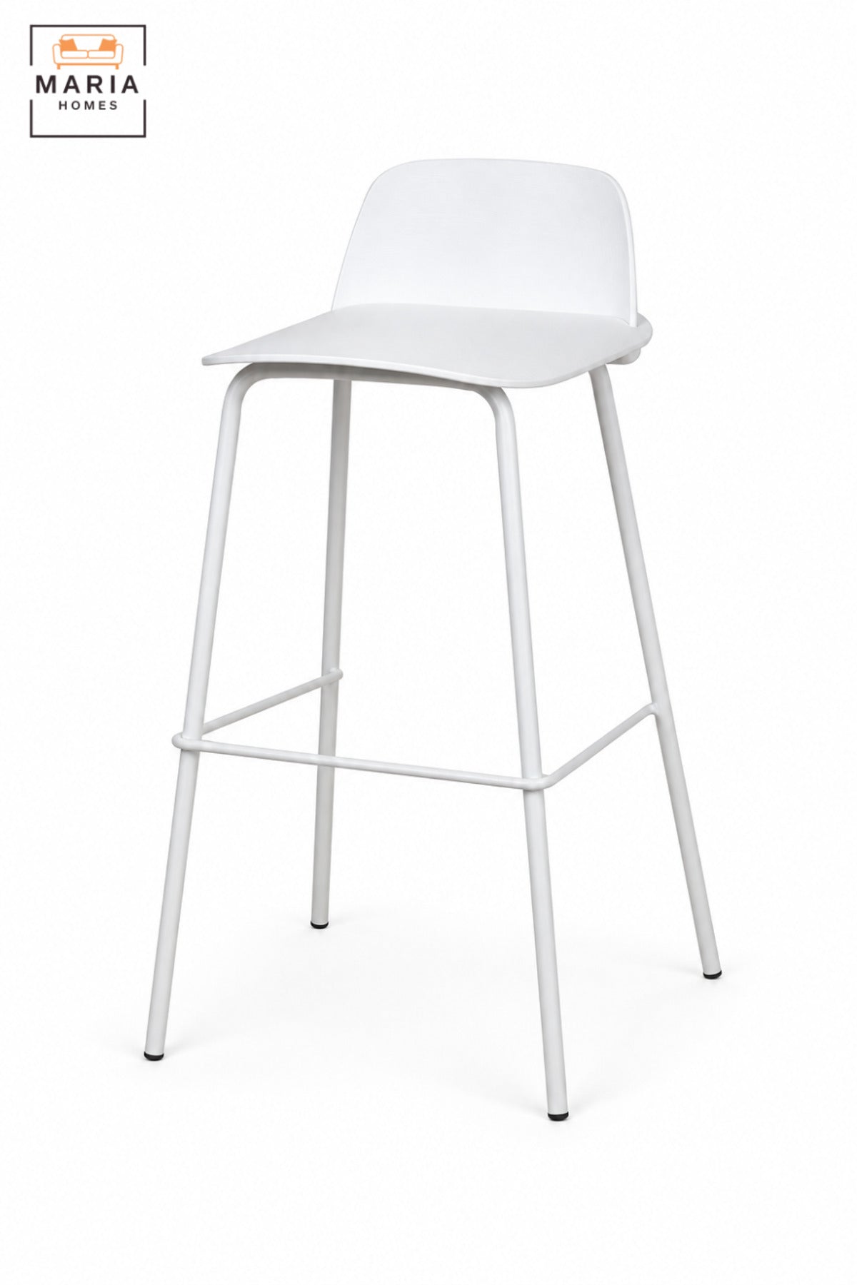 Modern Counter Bar Stool with Curved Backrest, Slim Frame and Integrated Footrest | High Kitchen Stool for Breakfast Bar, Café and Counter