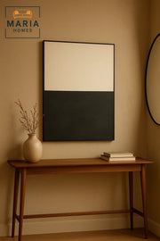 Framed Minimalist Wall Art Ð Half Black & Half White Textured Abstract and Size 100*140 cm