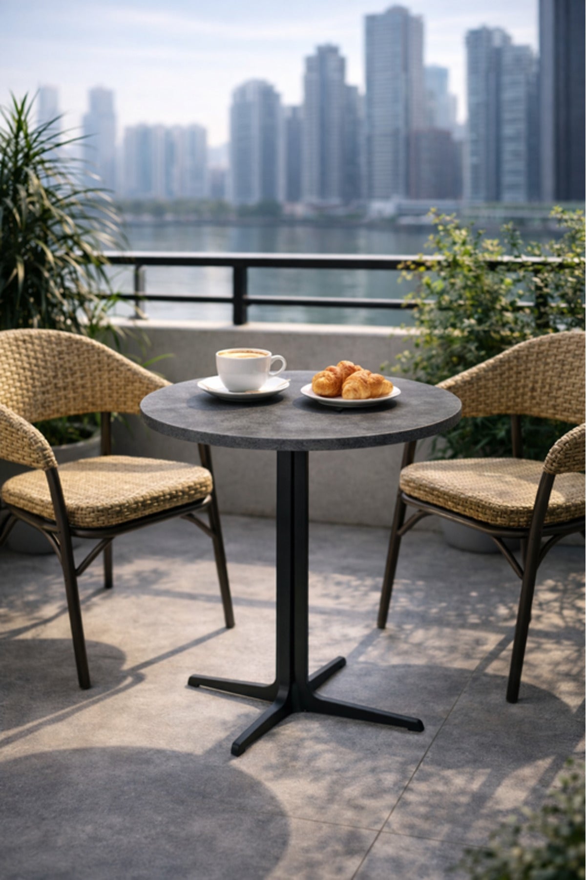 Round Coffee Table Grey Wooden Top Metal Base 60x60x75cm Modern Caf≈Ω round coffee table