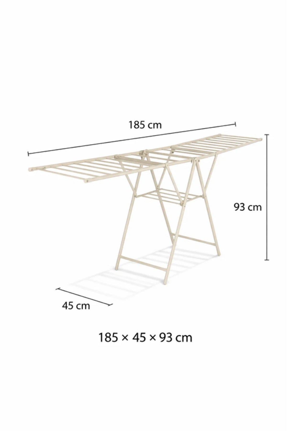 Beige Foldable Clothes Drying Rack 185x45x93 cm √ê Laundry Airer Stand