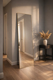 Modern Gold Full Length Standing Mirror 160x50cm Metal Frame Floor Mirror for Bedroom M29 Gold