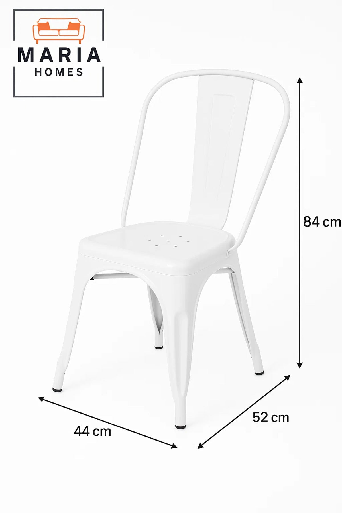 White Industrial Metal Chair for Indoor & Outdoor Use Ð Durable and Modern Design