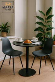 Black Round Dining Table 70Ð74 cm Ð Modern CafŽ & Restaurant Table with Metal Base