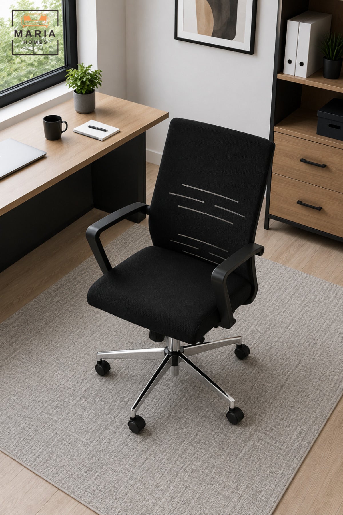 Modern Ergonomic Office Chair with High Back, Armrests, Padded Seat, Swivel Base, Adjustable Height and Rolling Wheels for Home Office & Workspace