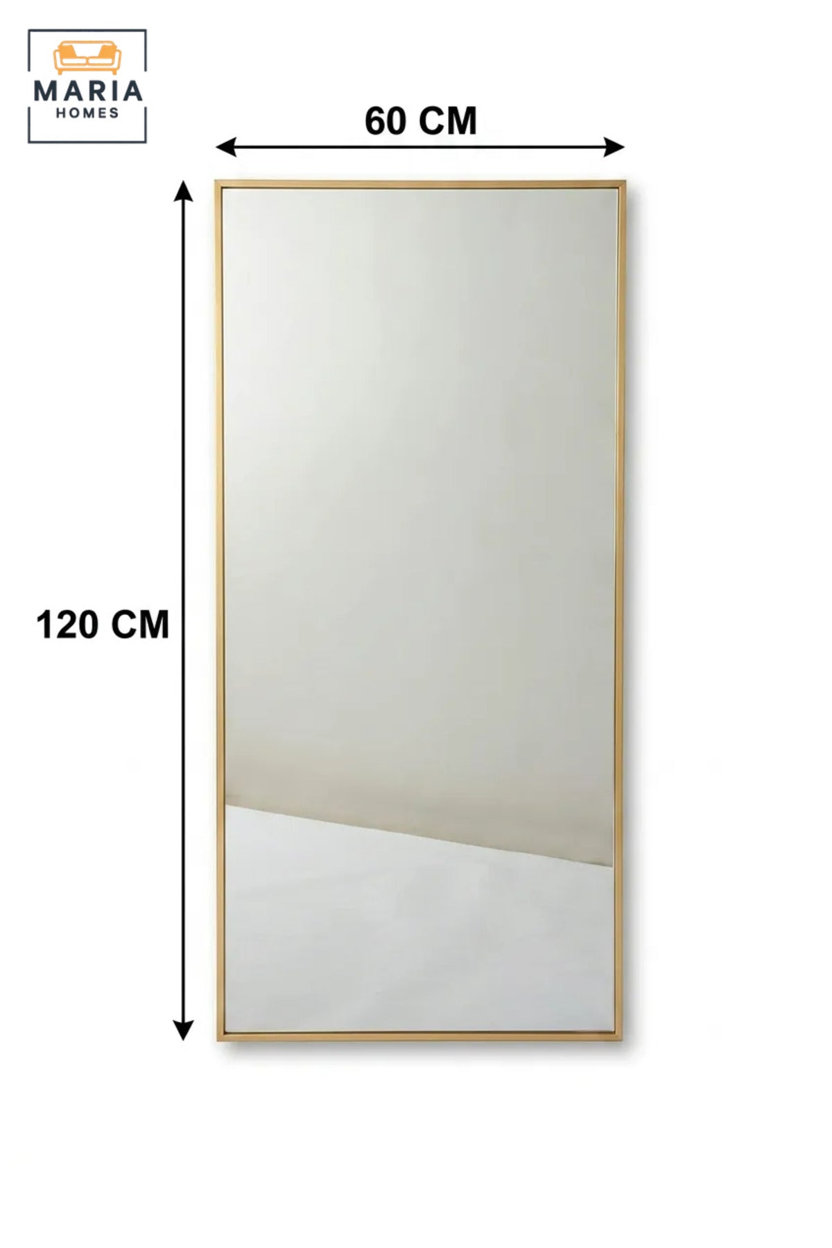 Modern Gold Rectangular Floor Mirror with Slim Metal Frame, Large Leaning Dressing Mirror for Bedroom, Wardrobe, Entryway, Salon and Boutique