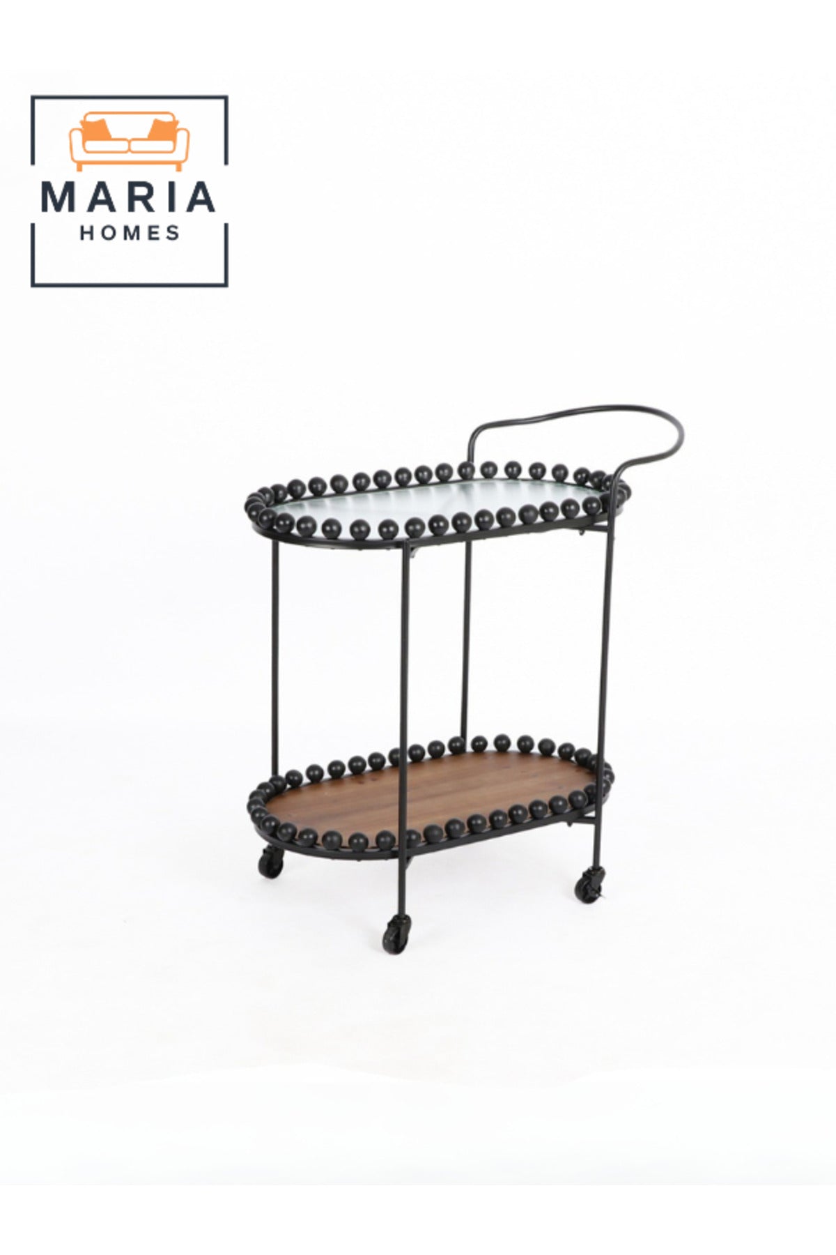 Oval Serving Trolley with Wheels Ð 2-Tier Tea & Coffee Cart 70_40_84 cm