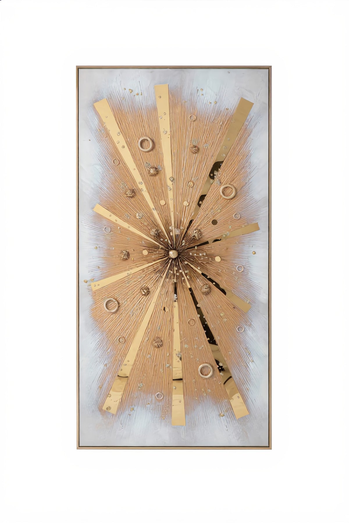 Luxury Gold Burst Wall Art – Modern 3D Metallic Decor for Living Room, Bedroom & Office - 70*140CM