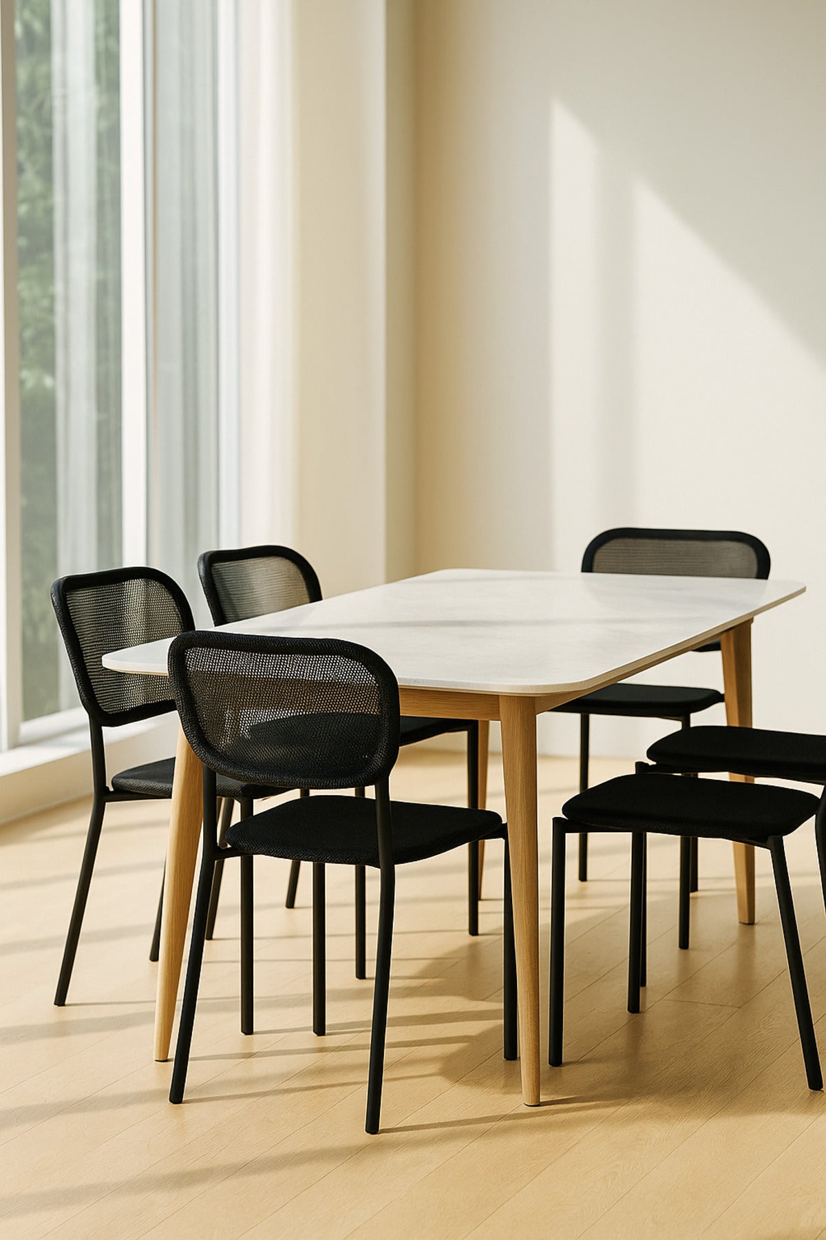 Black Fabric Dining Chair Ð Modern Upholstered Metal Chair for Dining Room, Office & CafŽ