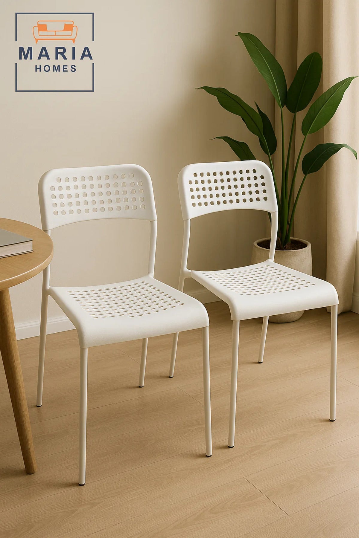 White Perforated Plastic Chair Ð Lightweight, Stackable & Ventilated Seating Solution
