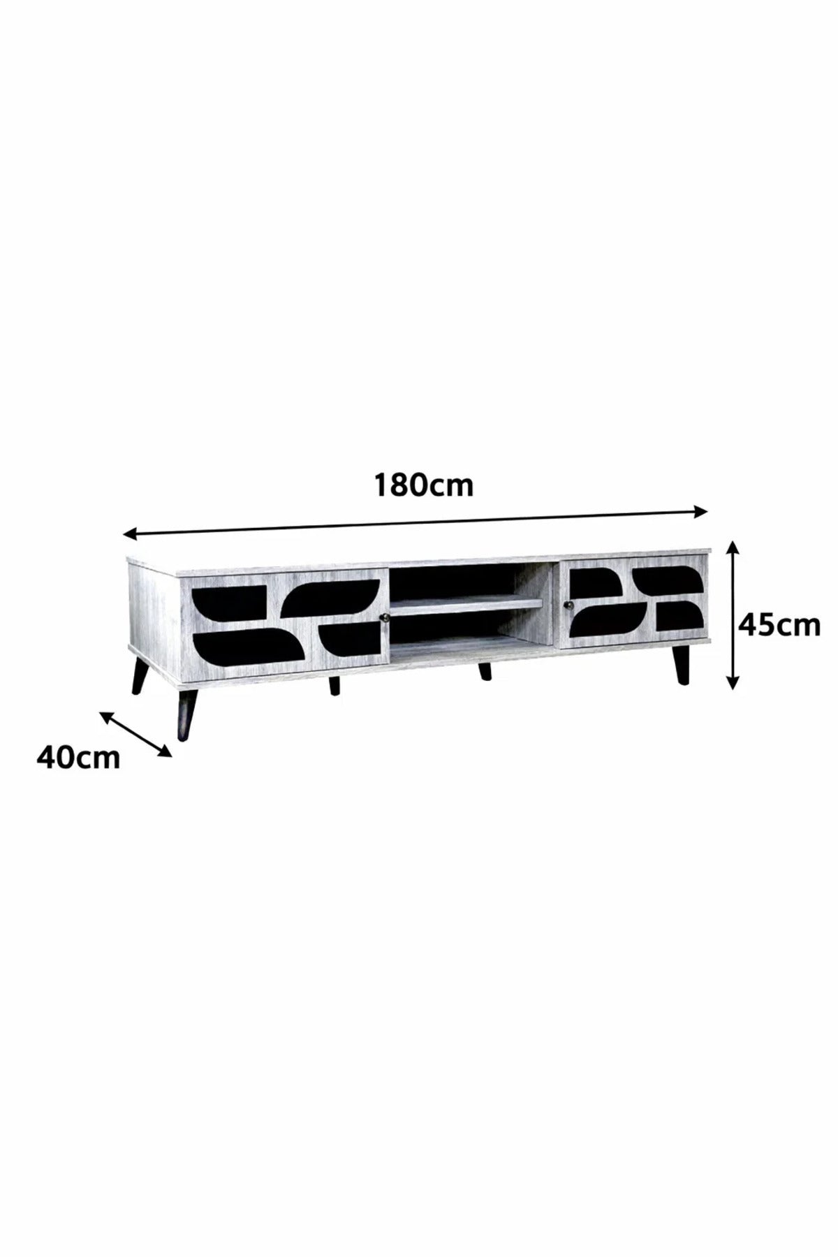 Modern Grey TV Table Media Console 180cm with Storage Shelves for Living Room Entertainment Center
