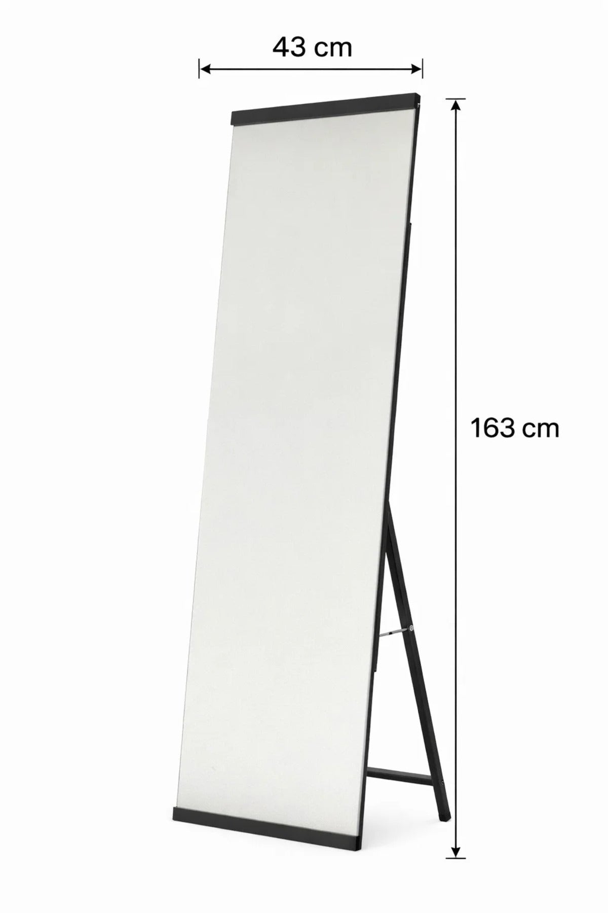 Black Frame Floor Mirror Full Length Standing Mirror for Bedroom