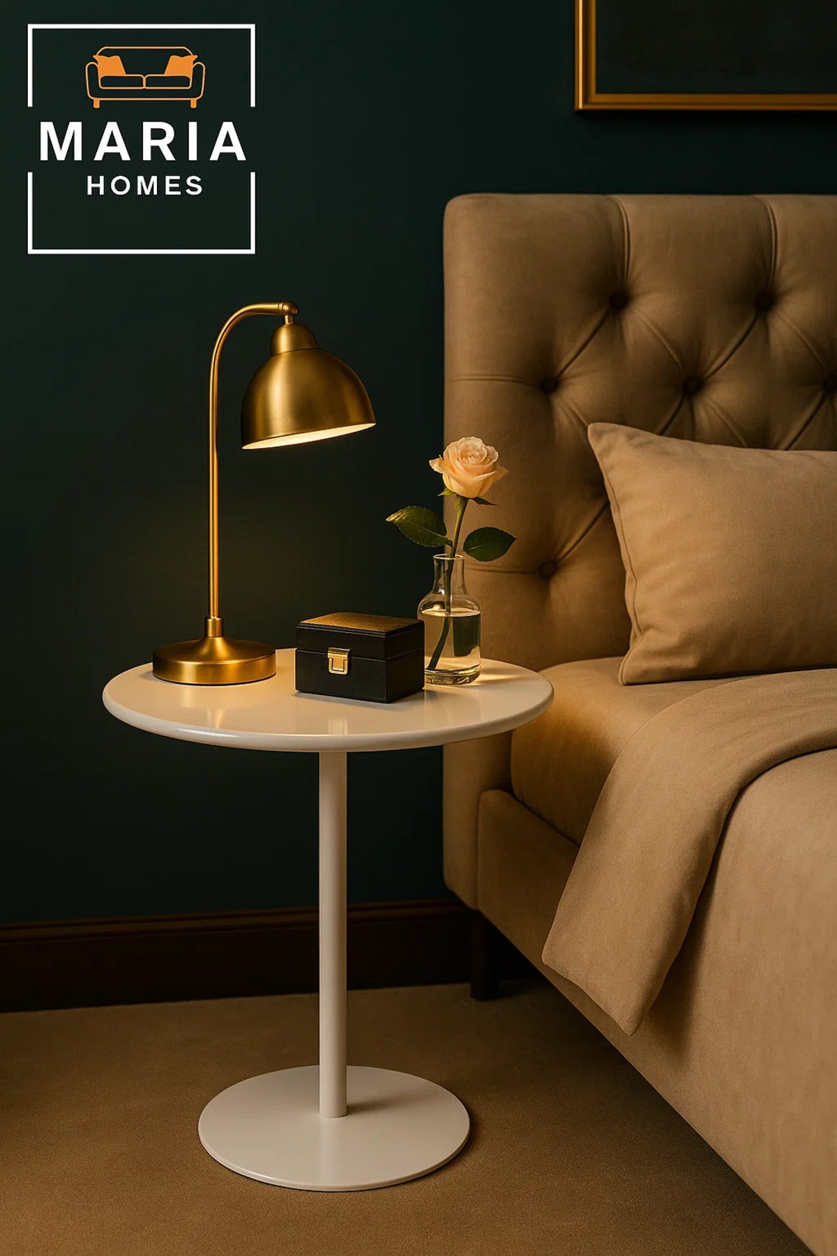 Glossy White Pedestal Side Table for Modern Interiors
