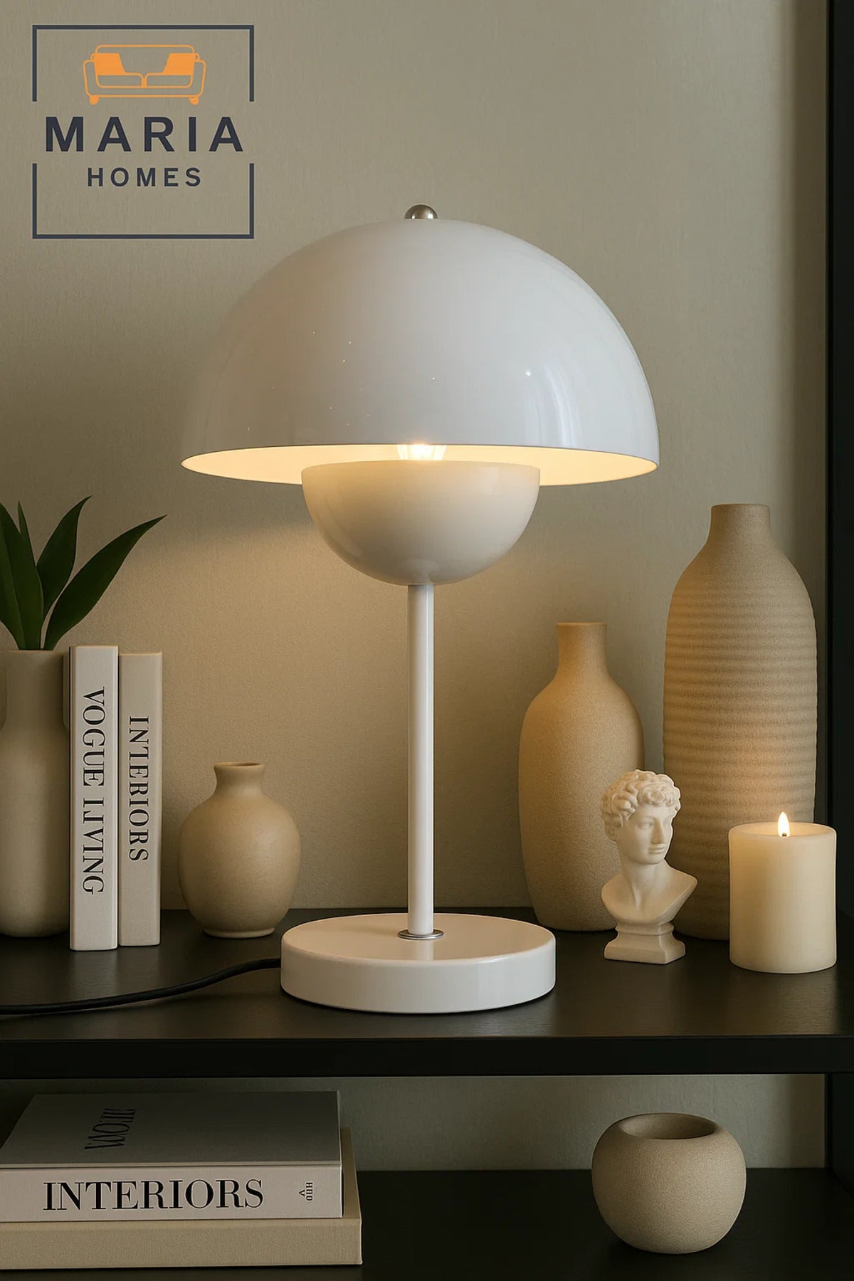 Glossy White Dome Table Lamp