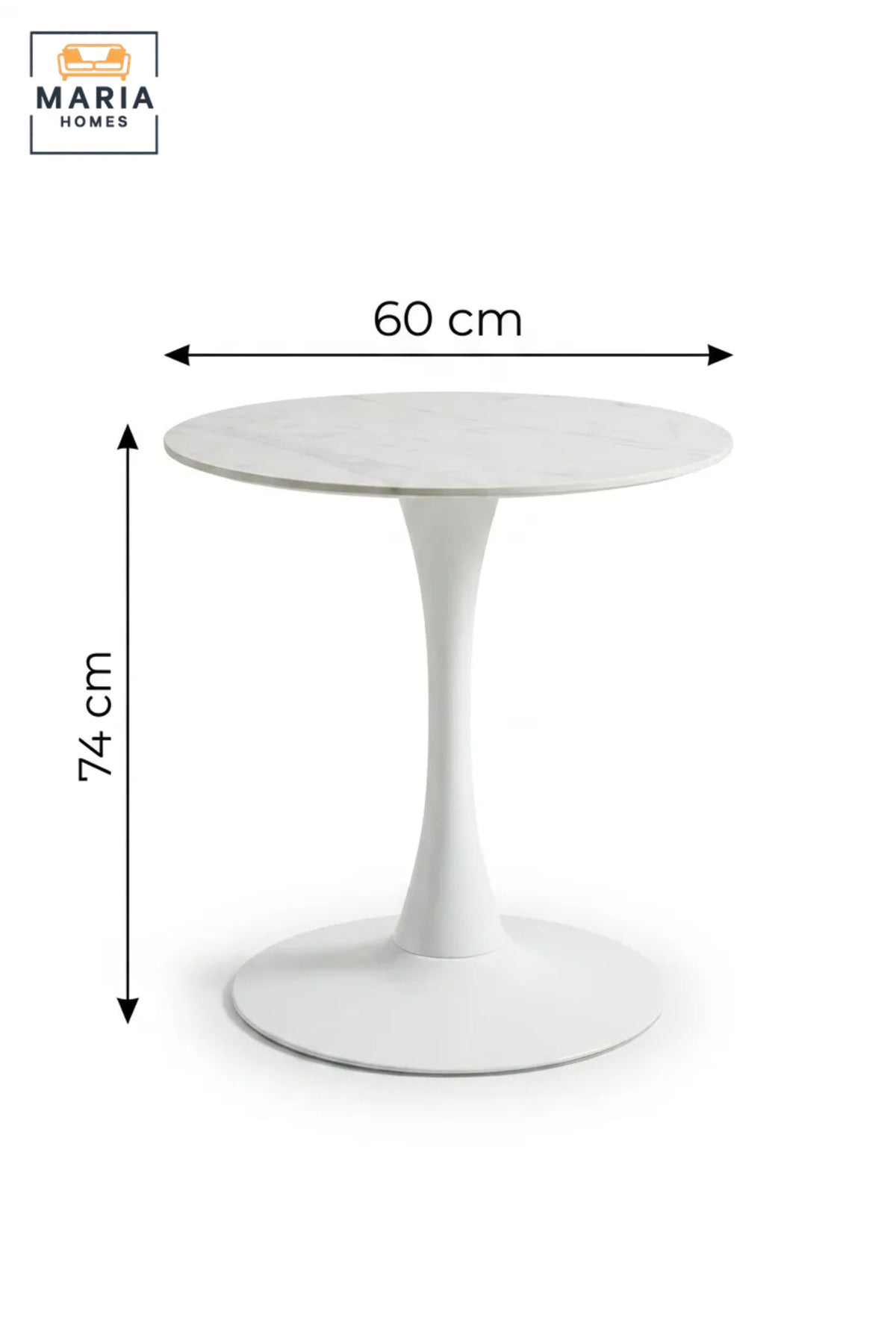 Modern Round Café Table with Marble-Effect Top and Sculpted Pedestal Base for Coffee Shop, Restaurant, Bistro, Hotel and Indoor Dining Area