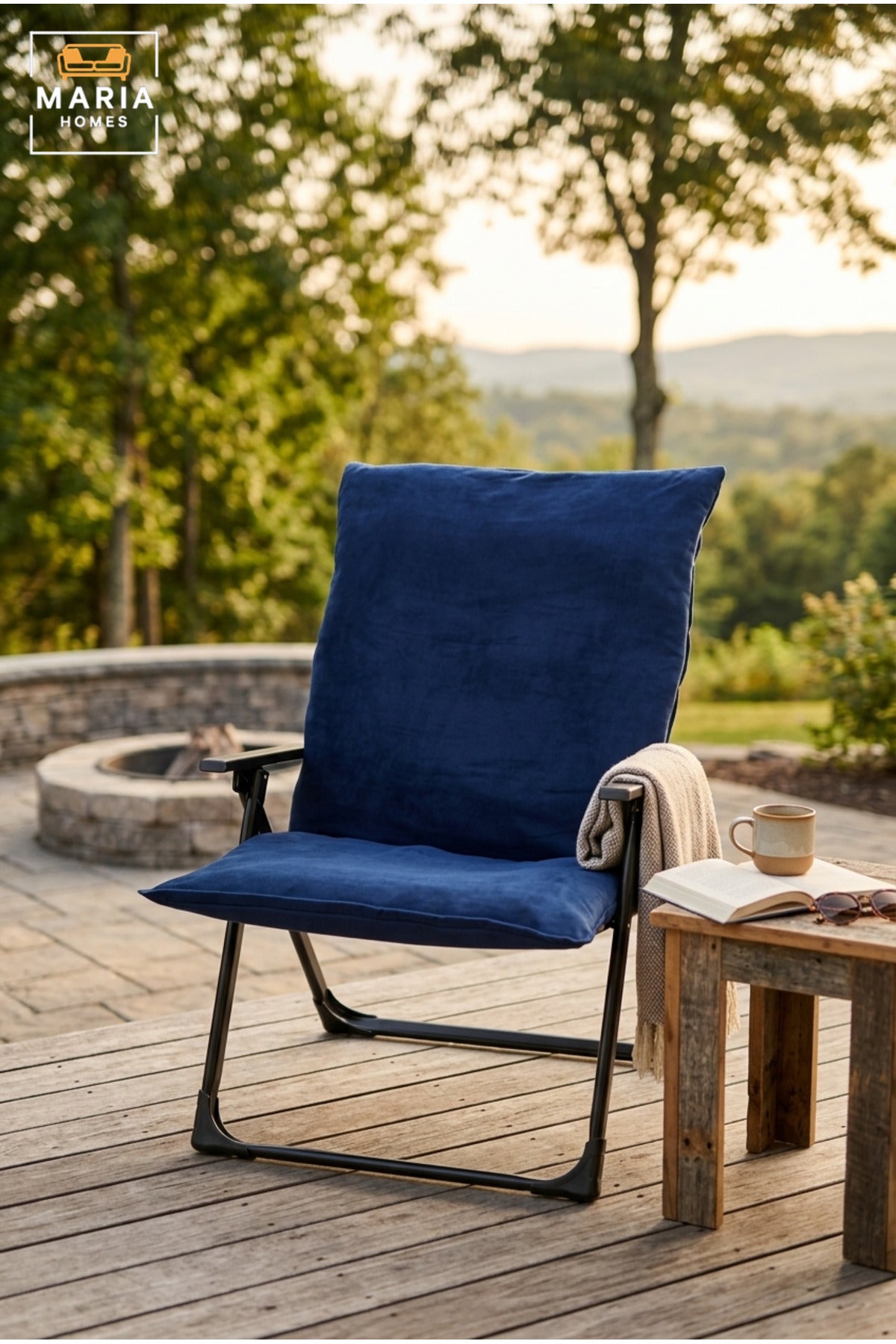 Padded Folding Camping Chair with High Backrest, Armrests and Portable Frame for Camping, Picnic, Beach, Garden, Patio and Outdoor Relaxation