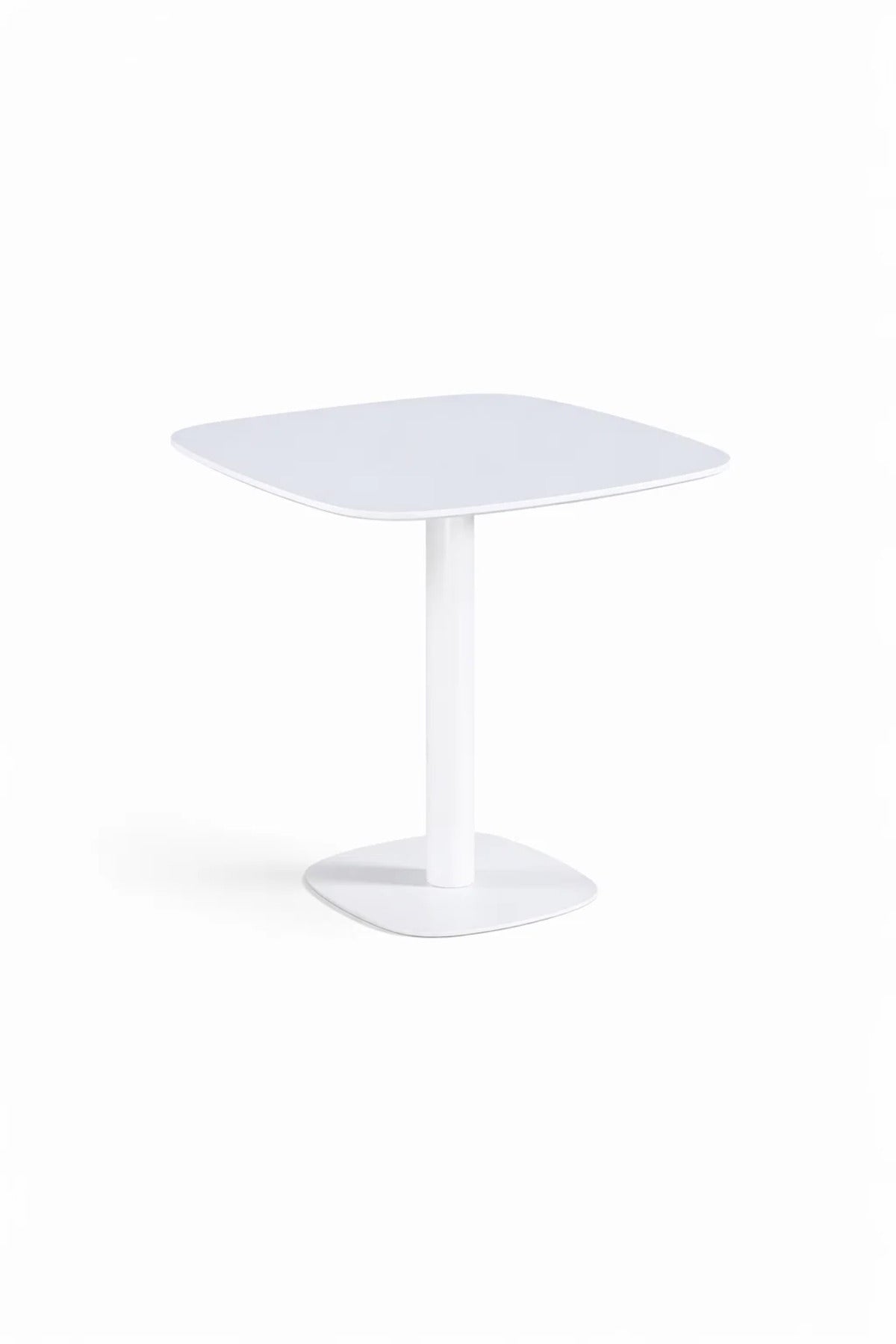 Elegant White Square Cafe Table 80x80cm Modern Dining Table with Sturdy Metal Leg for Small Spaces