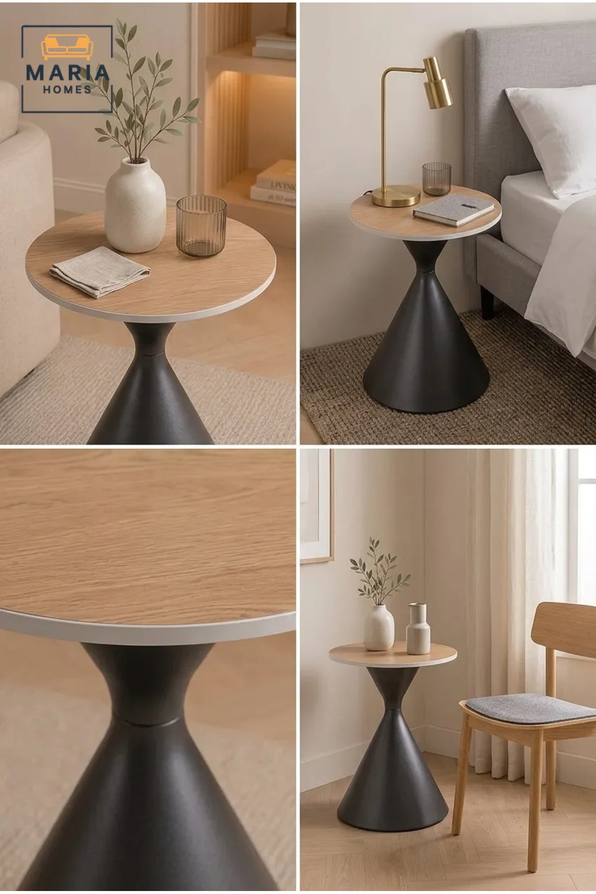 Modern Round Caf≈Ω Table √ê Wood Grain Top with Black Pedestal Base, Contemporary Bistro Table for Dining Room, Kitchen, Caf≈Ω & Restaurant
