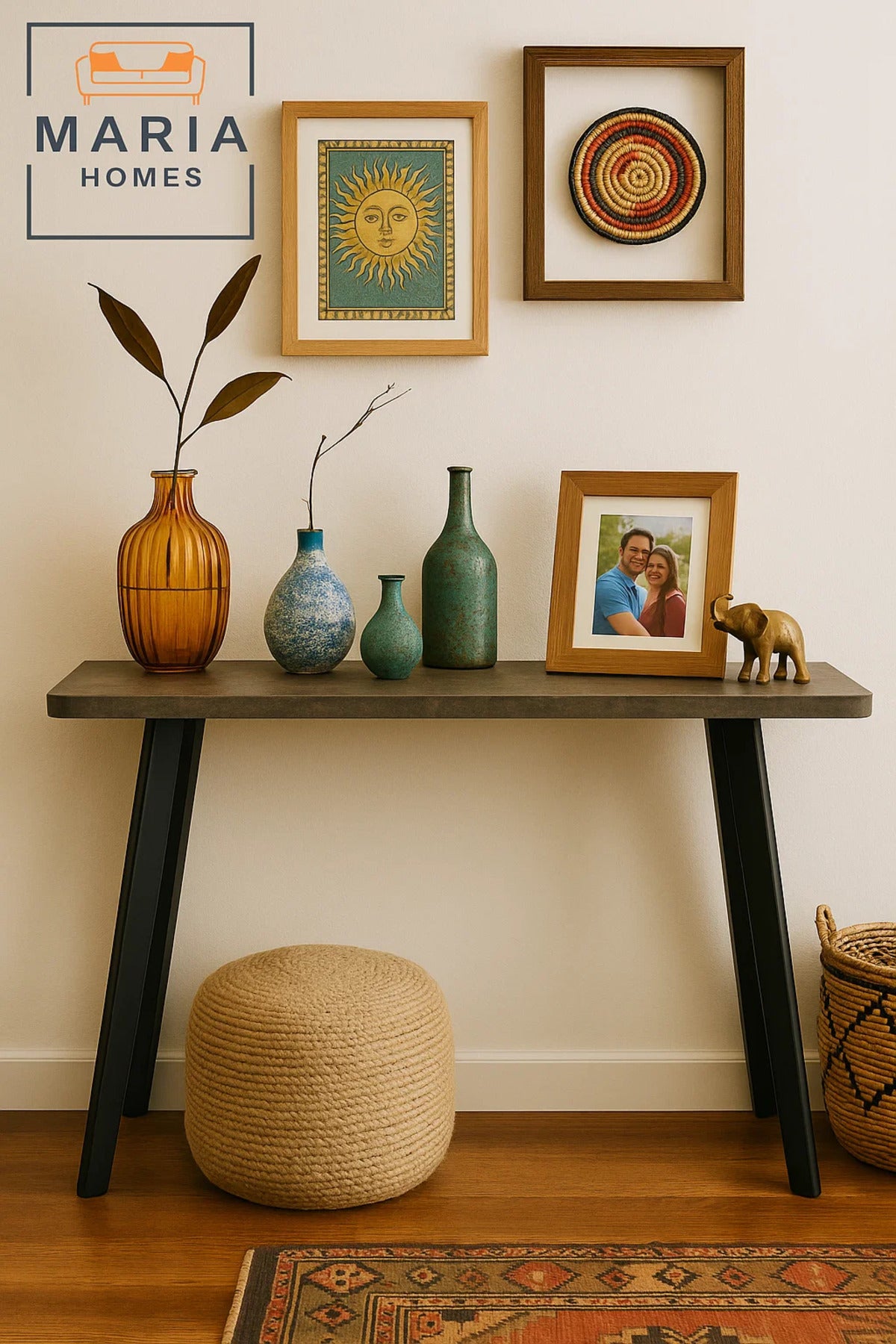 Industrial Grey Console Table with Angled Legs 120x80x35cm Ð Modern Entryway Hallway Table