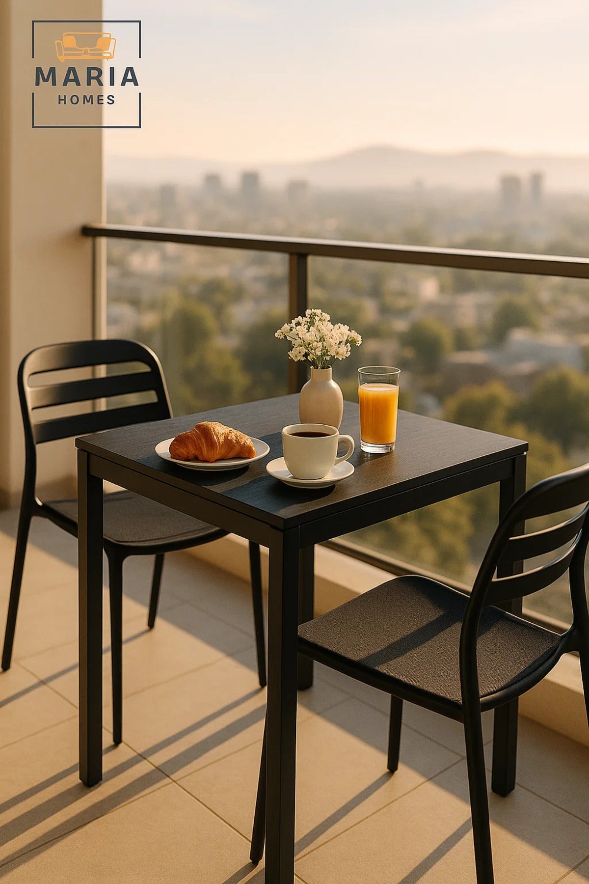 Stylish Black Square Dining Table 70x70x75 | Metal Frame | Modern Indoor Outdoor Table