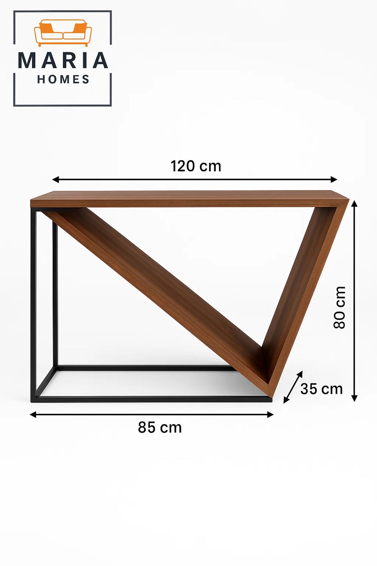Geometric V-Shaped Wooden Console Table Ð 120x80x85cm Modern Entryway Accent with Black Frame