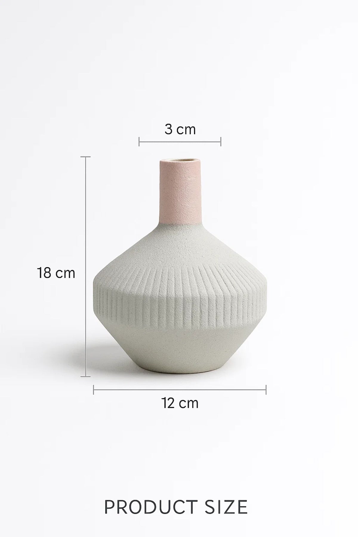 Grey and Pink Ceramic Textured Vase Ð Modern Minimalist Decorative Flower Pot