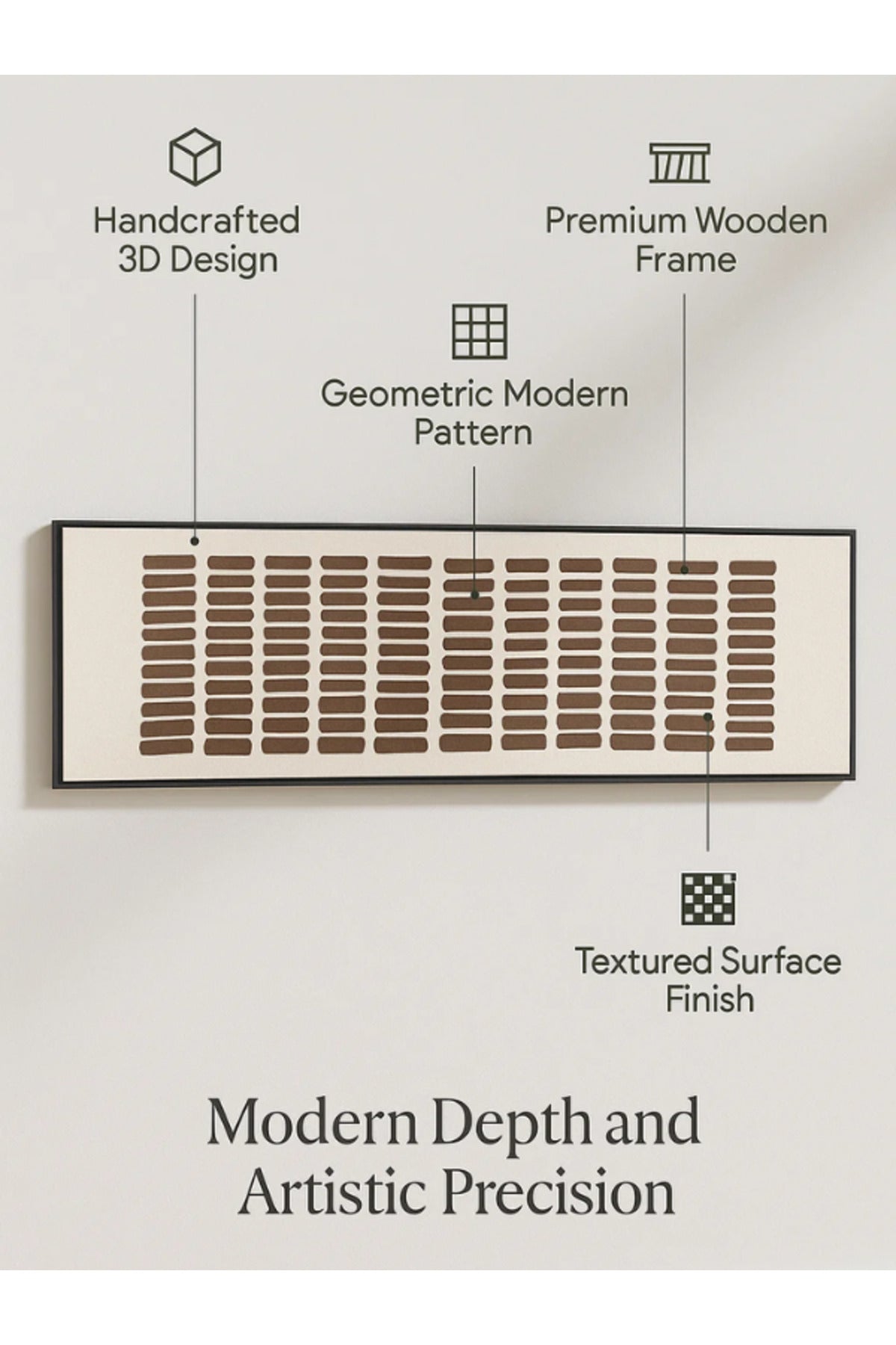 Modern Rectangular Wall Art Ð 150_50 cm Brown Pattern Framed Canvas for Living Room DŽcor