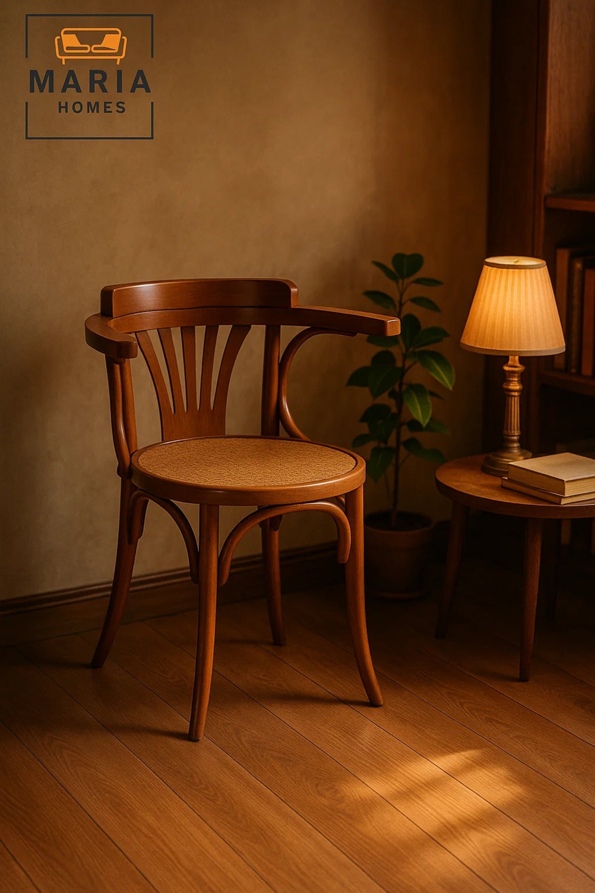 Classic Bentwood Wooden Armchair with Cane Seat Ð Vintage CafŽ Style