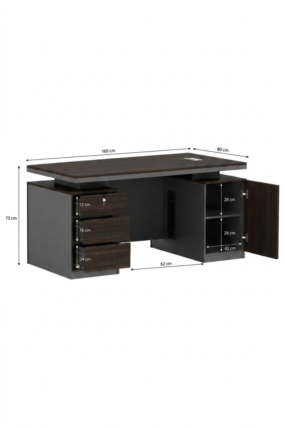 Executive Office Desk with Lockable Drawer Storage √ê Modern Manager Workstation Table