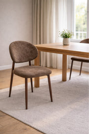 Modern Brown Upholstered Dining Chair with Wooden Legs modern brown upholstered Kitchen