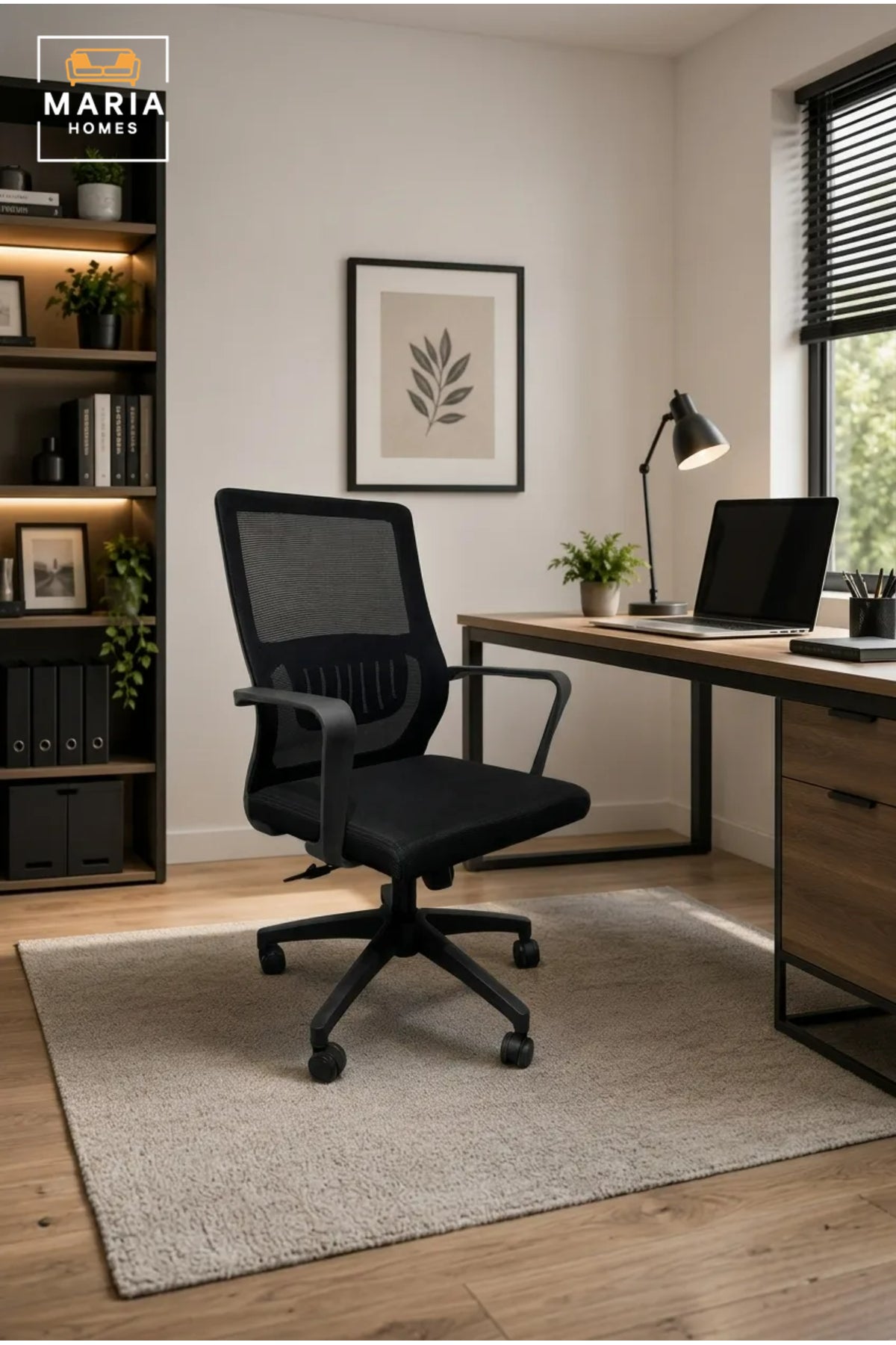 Ergonomic Mesh Office Chair with Lumbar Support, Adjustable Height and Rolling Casters