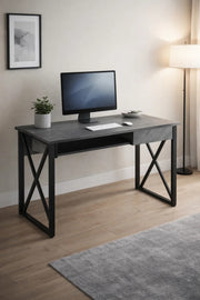 Modern Grey Office Desk with Metal Frame 100 _ 50 75 cm modern grey office