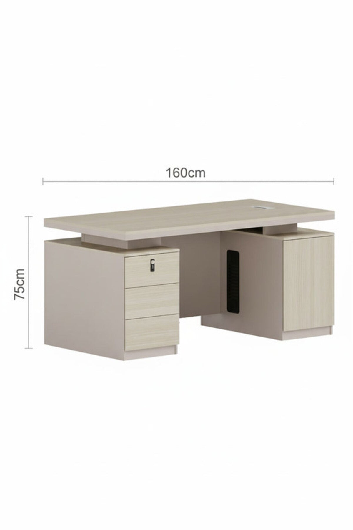 P.O.MORANDI Executive Desk with Storage and Cable Management
