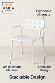 Modern White Plastic Armchair with Perforated Back and Seat